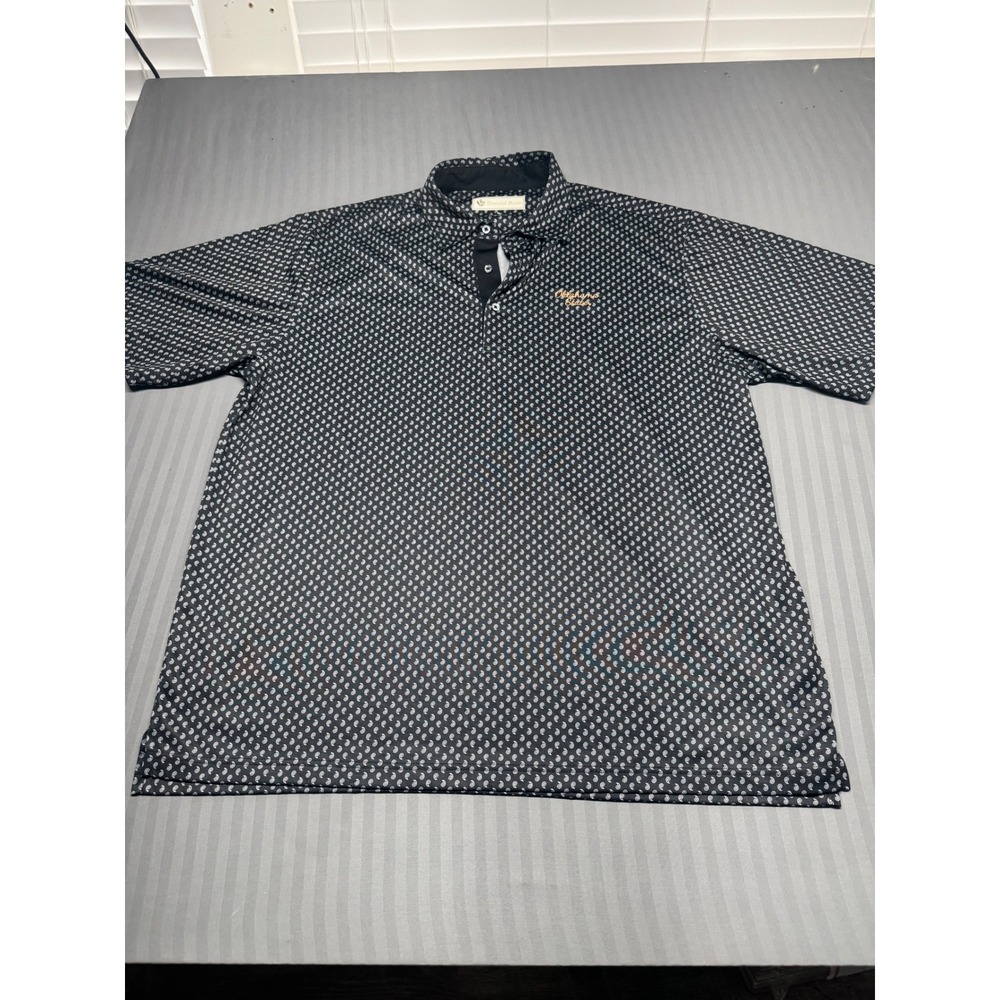 Donald Ross Oklahoma State OSU Paisley Golf Polo Shirt Mens XL Black Performance